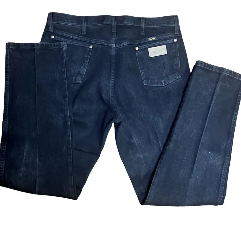 Vtg Wrangler Washed Black High Rise Western Tapered Leg Jeans Tall 34X36